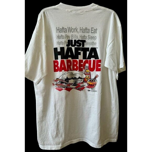 Vintage Single Stitch Coed Naked Just Hafta BBQ T Shirt Xl Butt Meister 46” - Picture 7 of 9